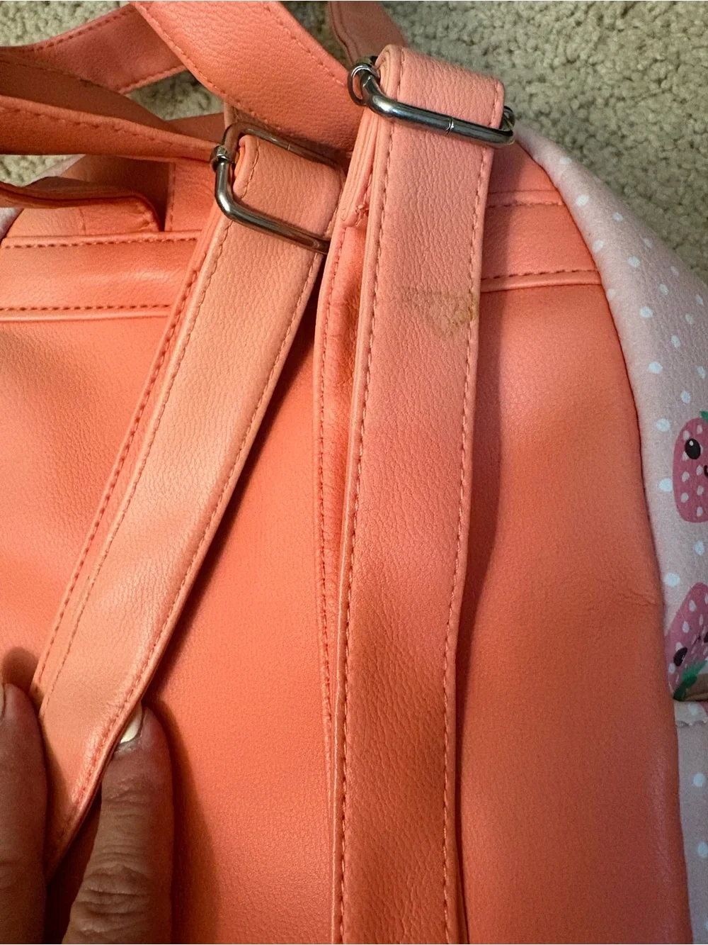 Strawberry Print Pink Mini Backpack